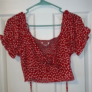 Romwe cropped blouse with tie in the front